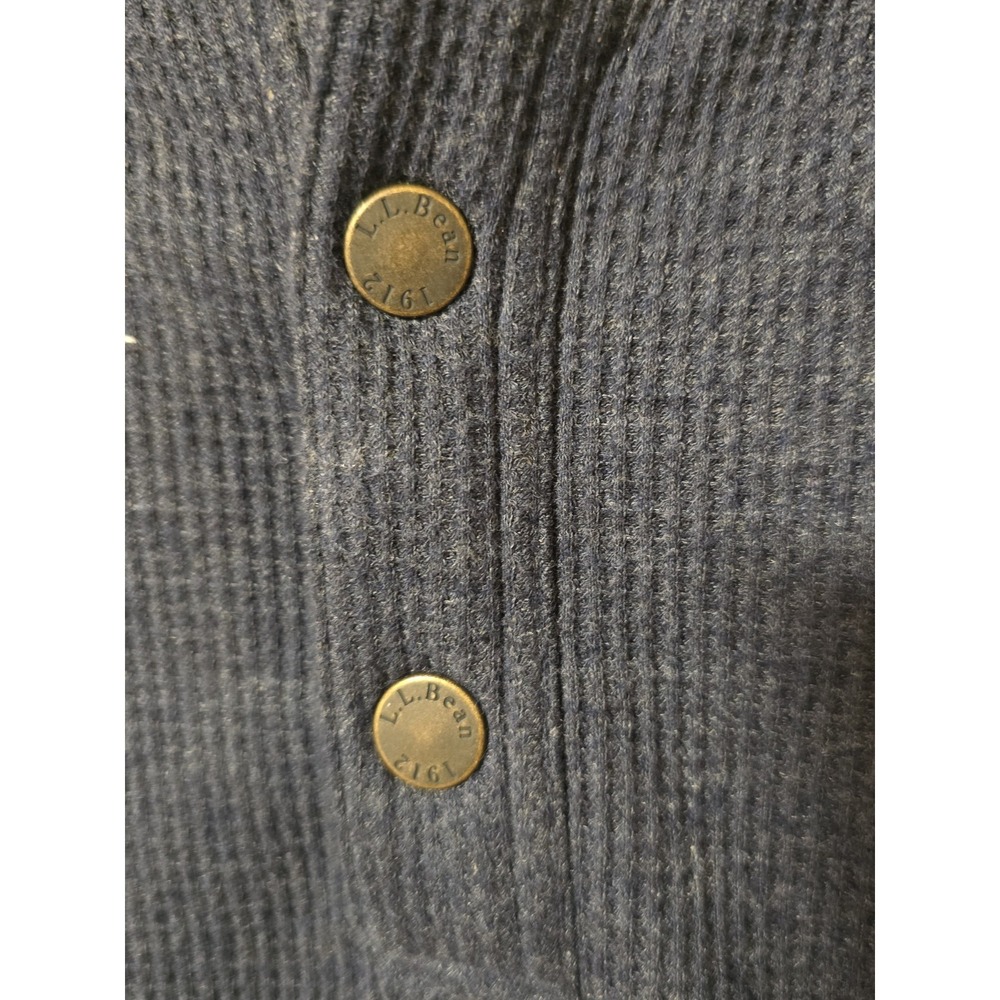 L.L. Bean Katahdin Iron Works Bonded Sweatshirt Mens M Navy Waffle Fleece Hooded - Picture 5 of 9